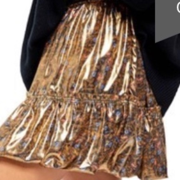 Free People In A Bubble Skirt Black & Gold NWT - Picture 7 of 10
